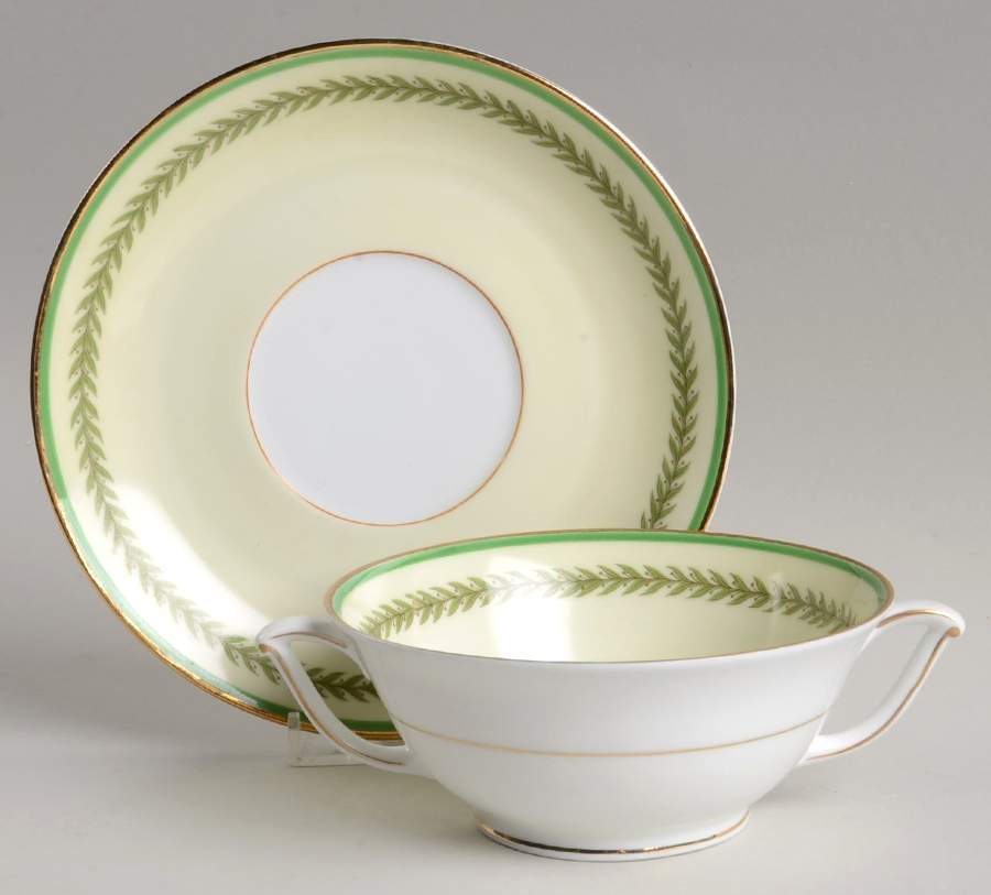 PIR36 Footed Cream Soup Bowl & Saucer Set by Pirkenhammer-1