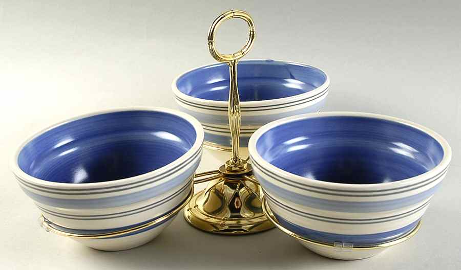 Rio 7" x 12" 3-Part Relish & Metal Stand (CERC) HC by Pfaltzgraff-1