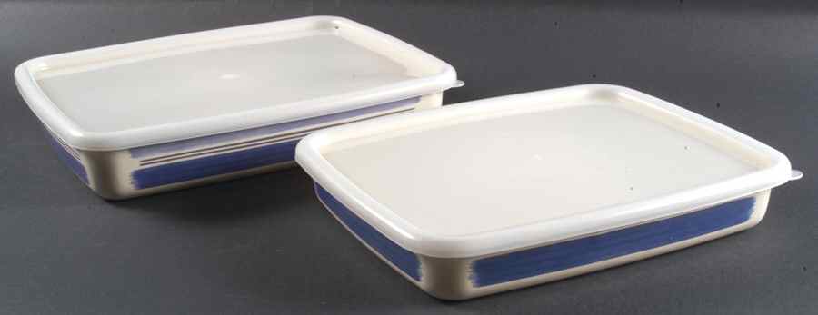 Rio Rectangular Metal Baker with Plastic Lid - Set of 2 by Pfaltzgraff-1