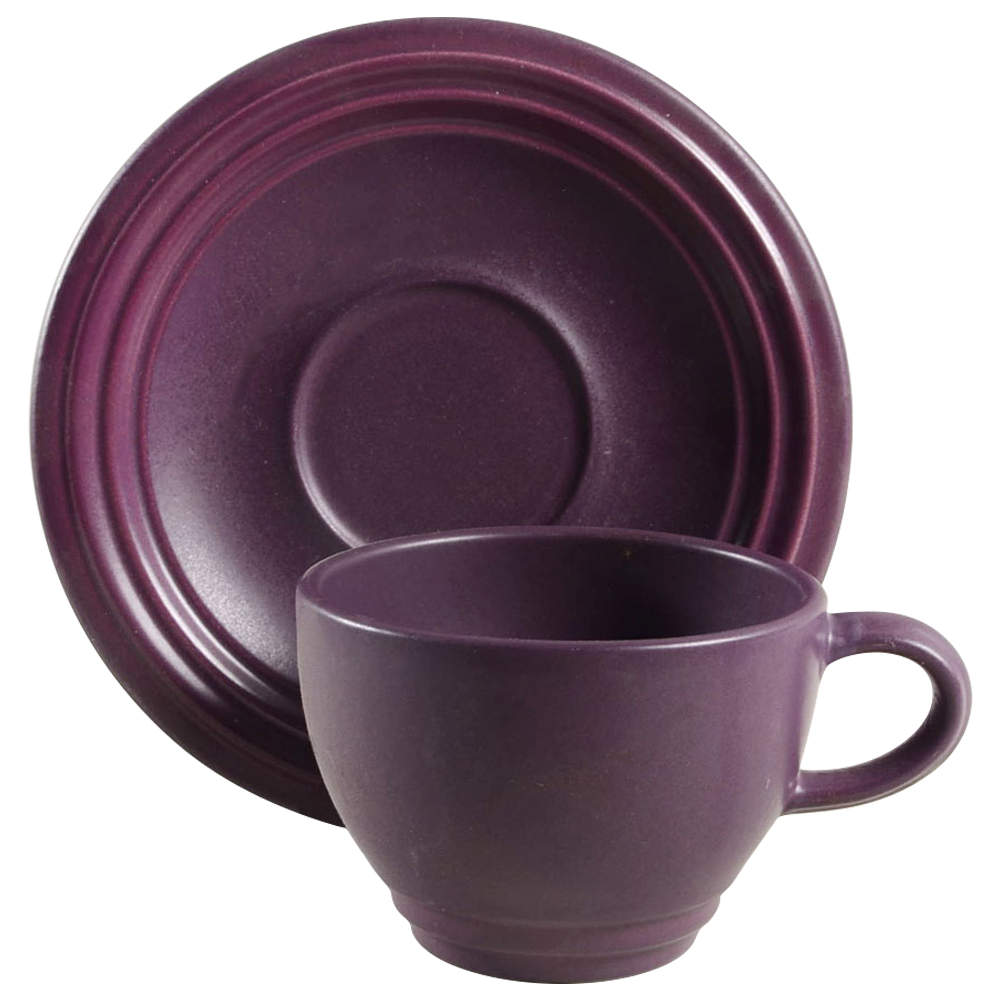 Terrace Plum Flat Cup & Saucer Set by Pfaltzgraff-1