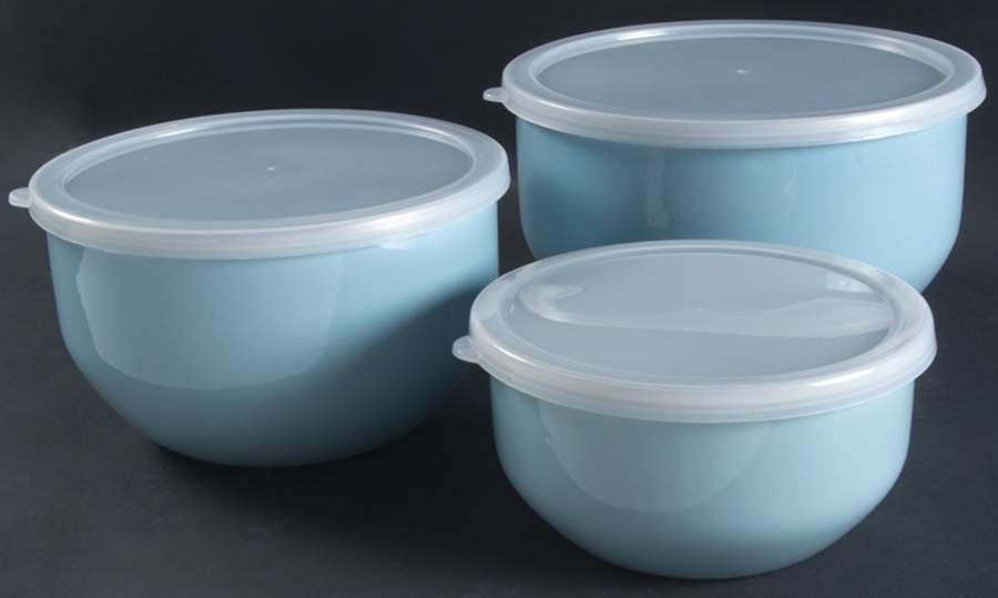 Terrace Aqua (3 Piece) Metal Bowl Set with Lid by Pfaltzgraff-1