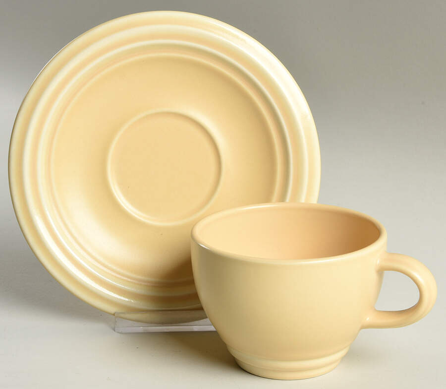 Terrace Buttercream (Yellow) Flat Cup & Saucer Set by Pfaltzgraff-1