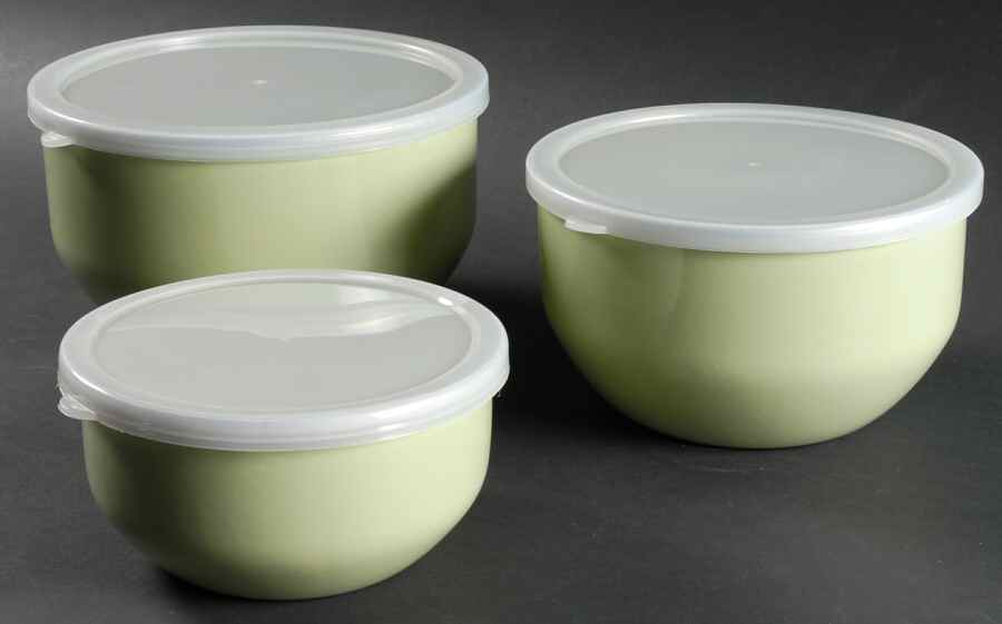 Terrace Pistachio (Green) (3 Piece) Metal Bowl Set with Lid by Pfaltzgraff-1