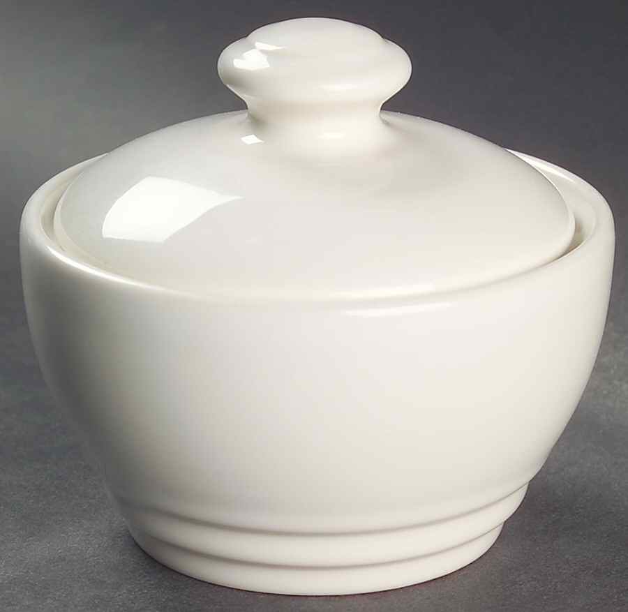 Terrace White Sugar Bowl & Lid by Pfaltzgraff-1