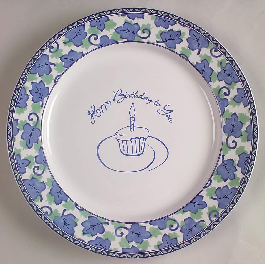 Blue Isle "Happy Birthday" Dinner Plate by Pfaltzgraff-1