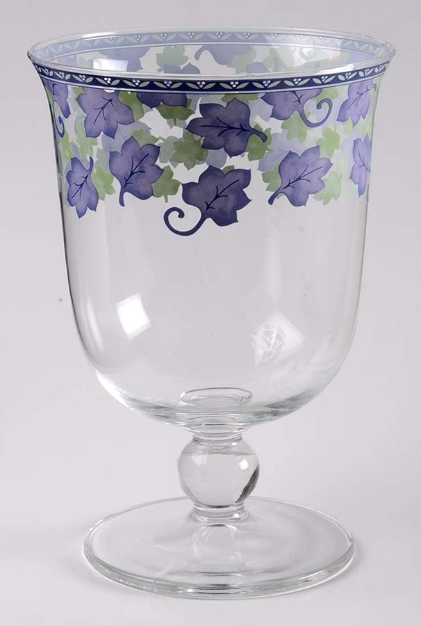 Blue Isle Pedestal Glassware Hurricane by Pfaltzgraff-1