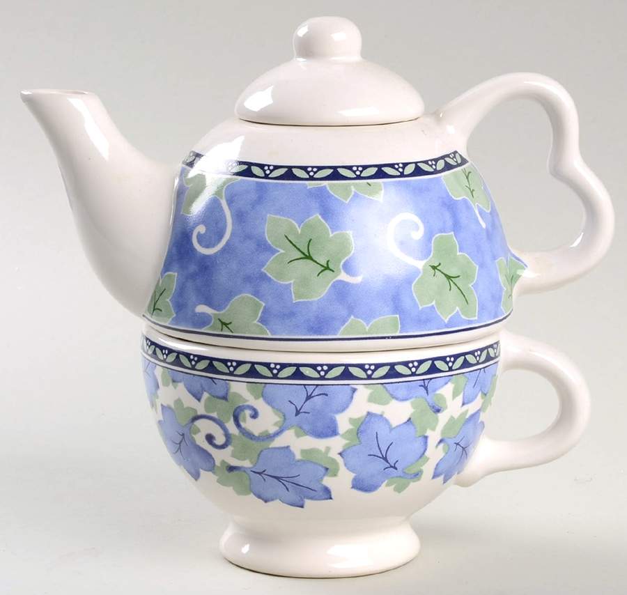 Blue Isle Individual Teapot & Lid with Cup by Pfaltzgraff-1