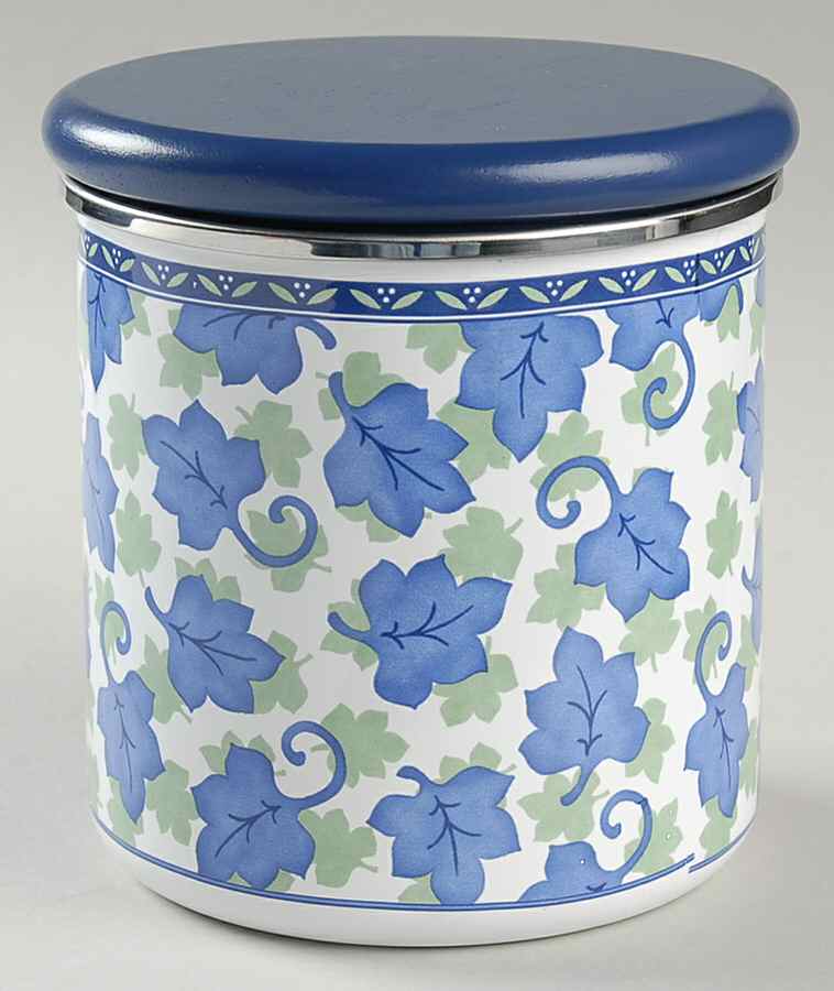 Blue Isle Small Metal Canister & Wood Lid by Pfaltzgraff-1