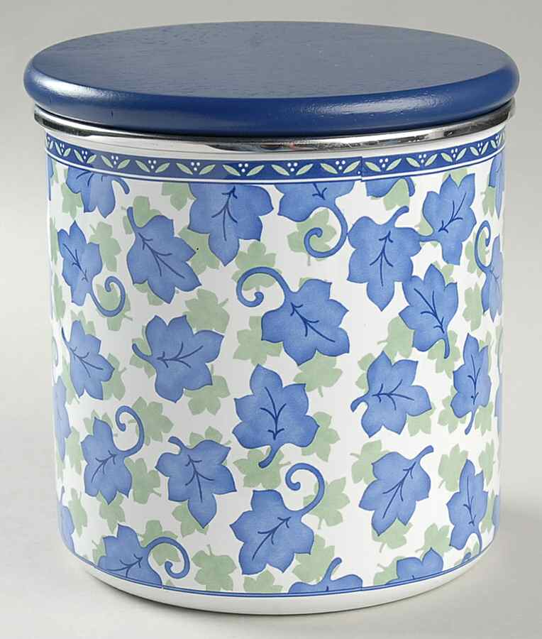 Blue Isle Medium Metal Canister & Wood Lid by Pfaltzgraff-1