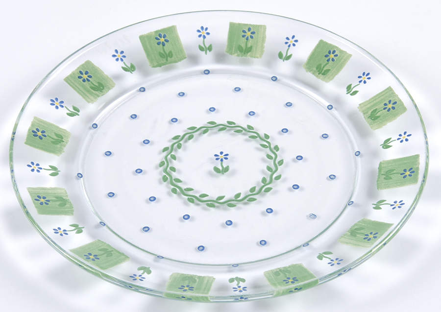 Cloverhill Floral Glassware Dessert Plate by Pfaltzgraff-1