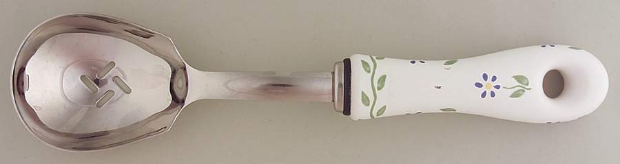 Cloverhill Floral Slotted Serving Spoon with Stainless Bowl by Pfaltzgraff-1