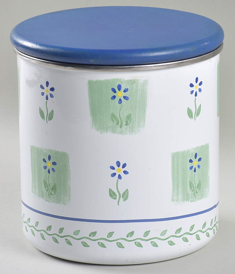 Cloverhill Floral Large Metal Canister & Wood Lid by Pfaltzgraff-1
