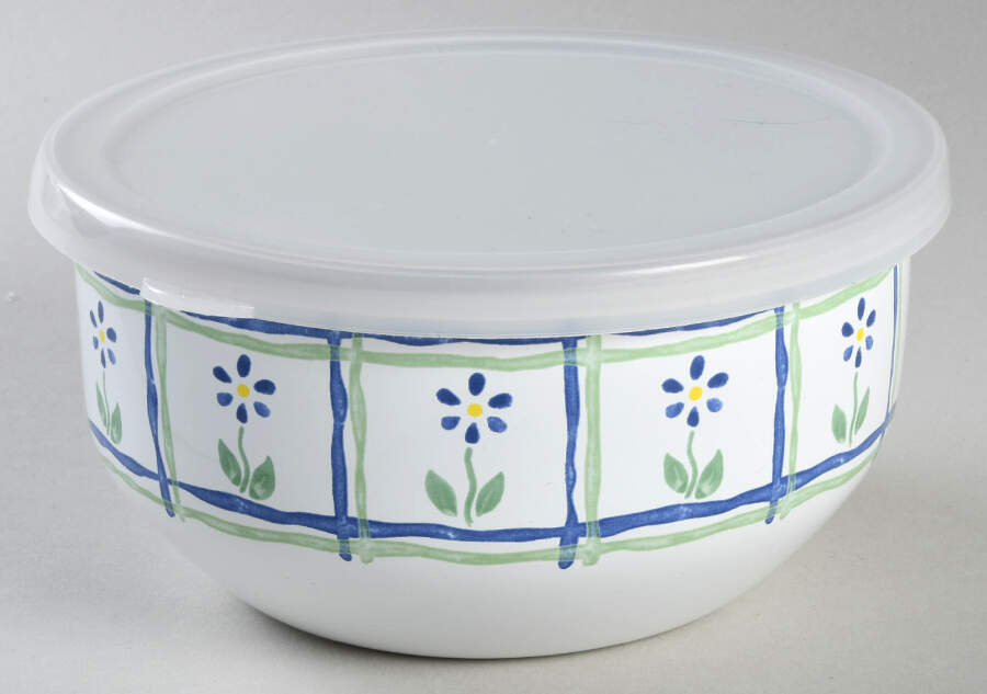 Cloverhill Floral Bowl-Metal 5 3/4 W/Plastic Lid by Pfaltzgraff-1