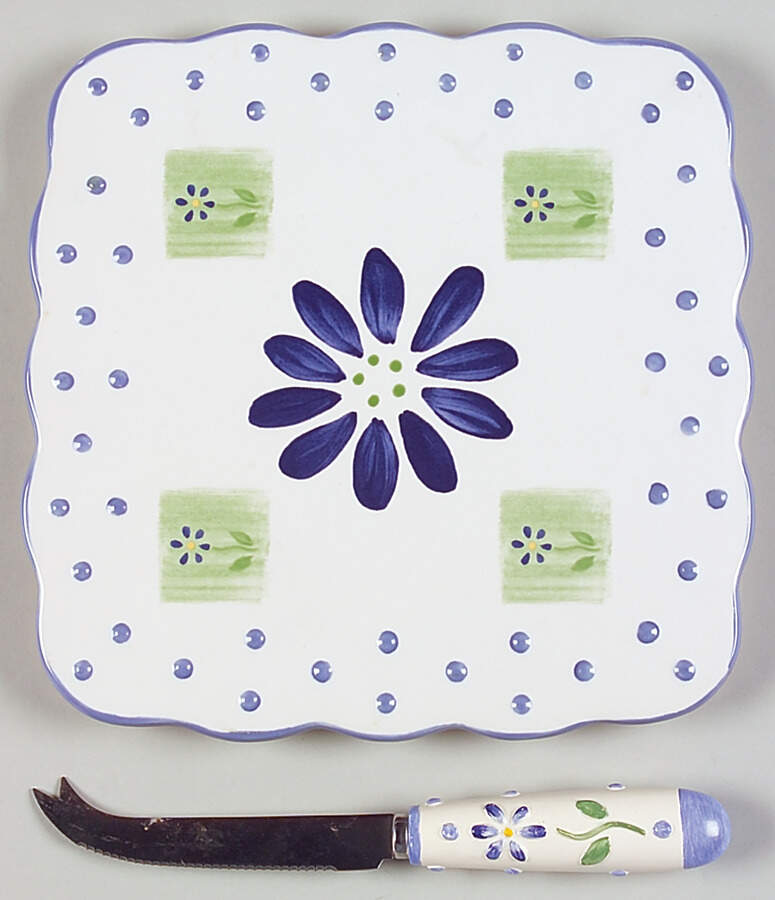 Cloverhill Floral Cheese Tray and Slicer by Pfaltzgraff-1