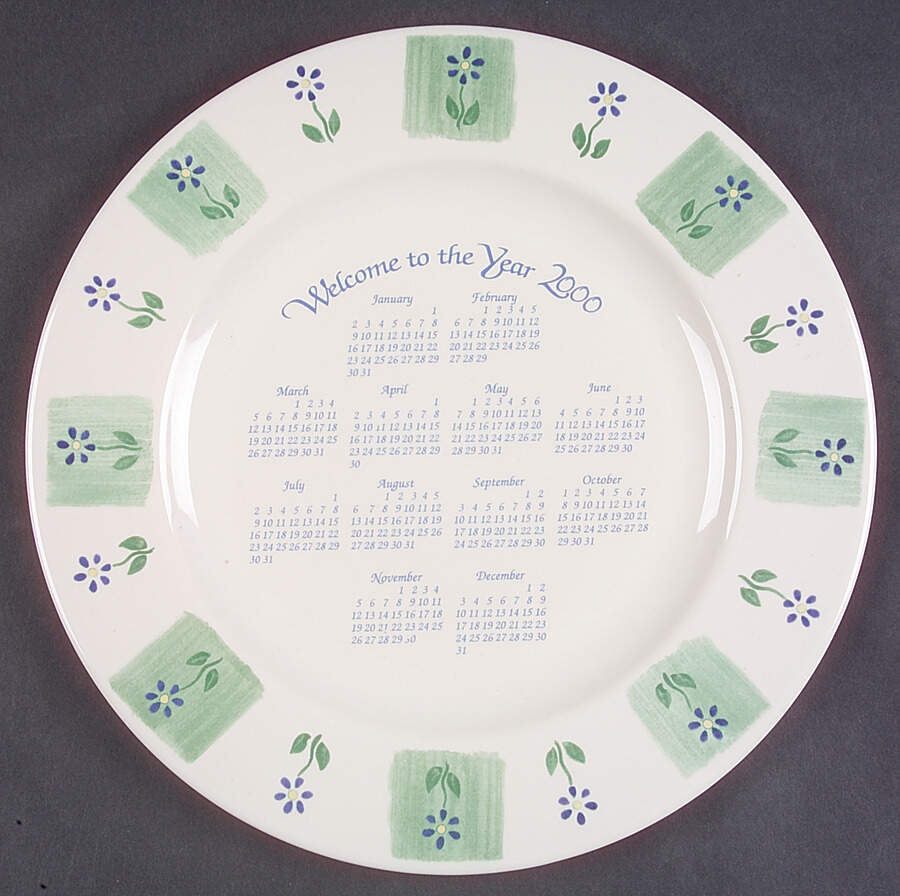 Cloverhill Floral "2000" Calendar Plate by Pfaltzgraff-1