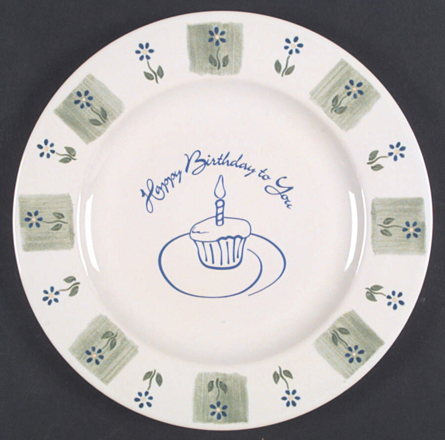 Cloverhill Floral Happy Birthday Cake Plate by Pfaltzgraff-1