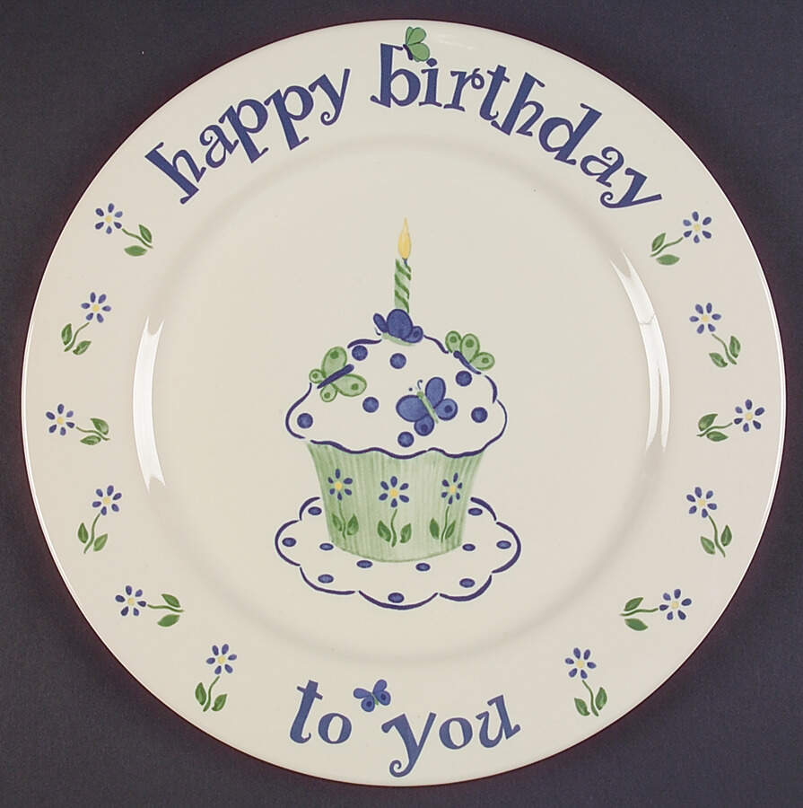 Cloverhill Floral "Happy Birthday" Dinner Plate by Pfaltzgraff-1
