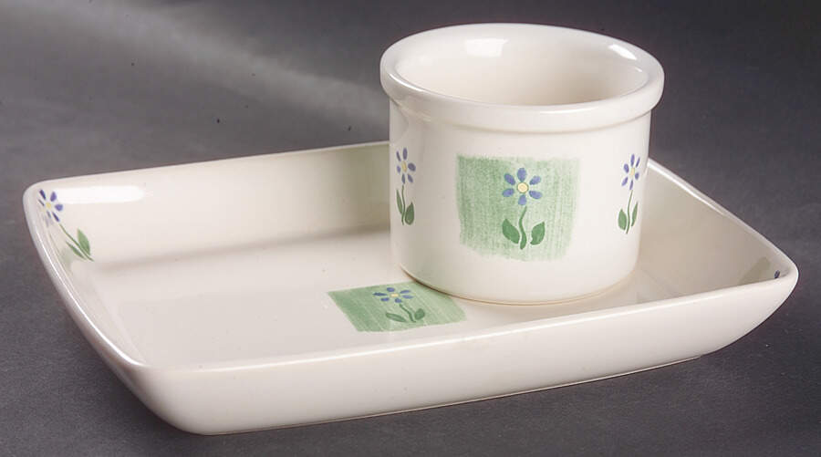 Cloverhill Floral Individual Dipper Set (Bowl and Tray) by Pfaltzgraff-1