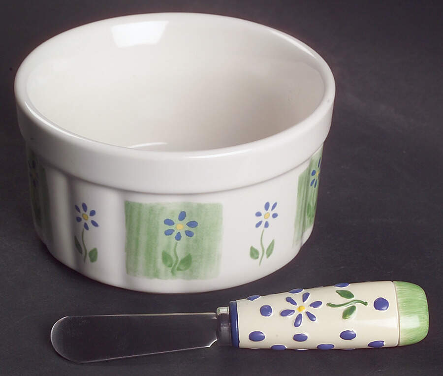 Cloverhill Floral Dip Bowl & Spreader Set by Pfaltzgraff-1