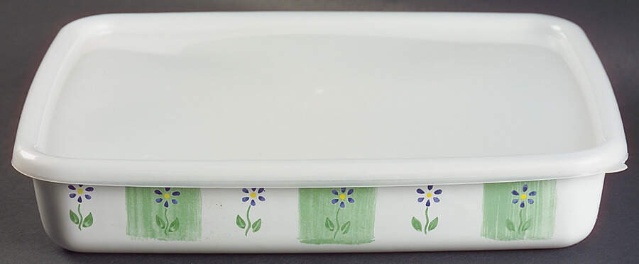 Cloverhill Floral 1" Rectangular Metal Baker with Plastic Lid by Pfaltzgraff-1
