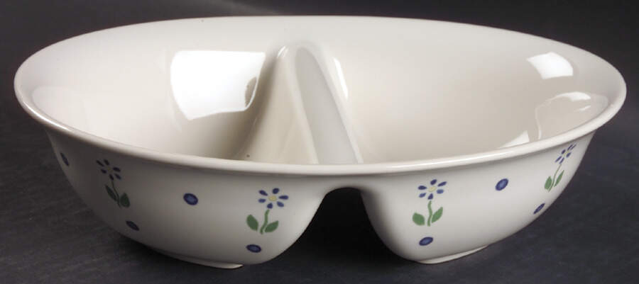 Cloverhill Floral 10" Oval Divided Vegetable Bowl by Pfaltzgraff-1