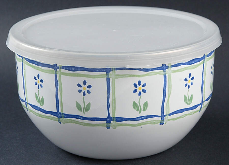 Cloverhill Floral 7" Metal Bowl & Plastic Lid by Pfaltzgraff-1