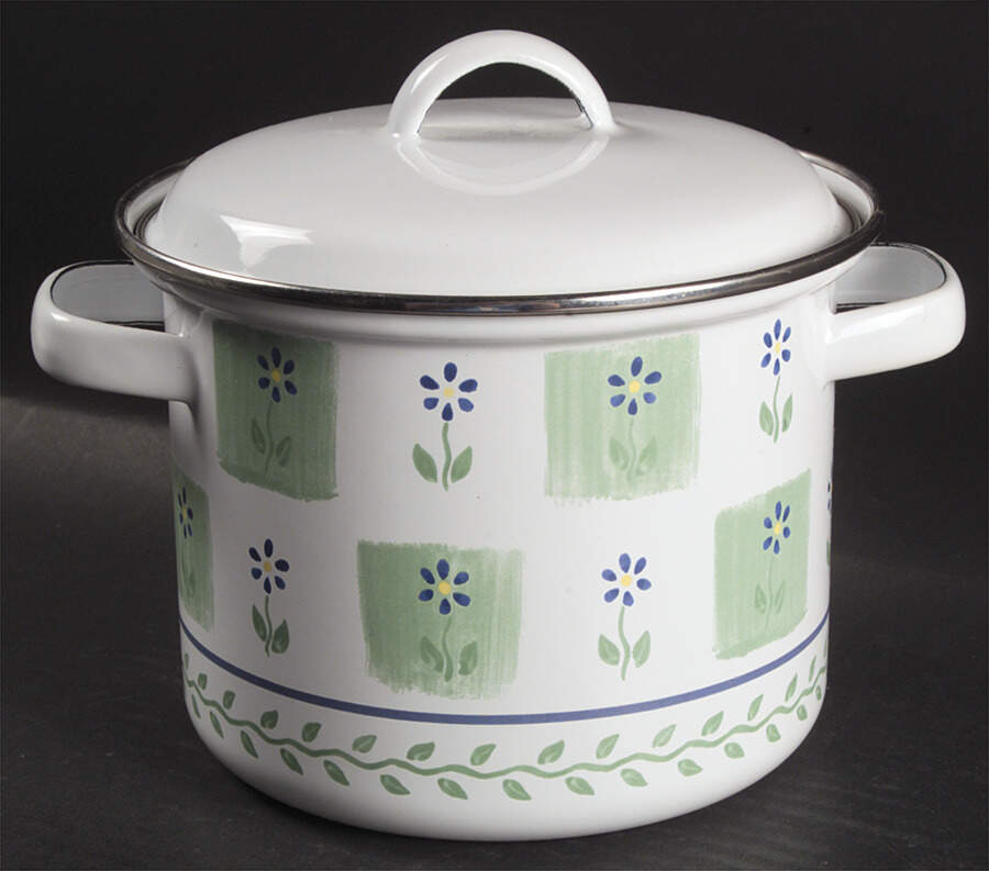 Cloverhill Floral 2.5 Qt Metal Stockpot & LId by Pfaltzgraff-1