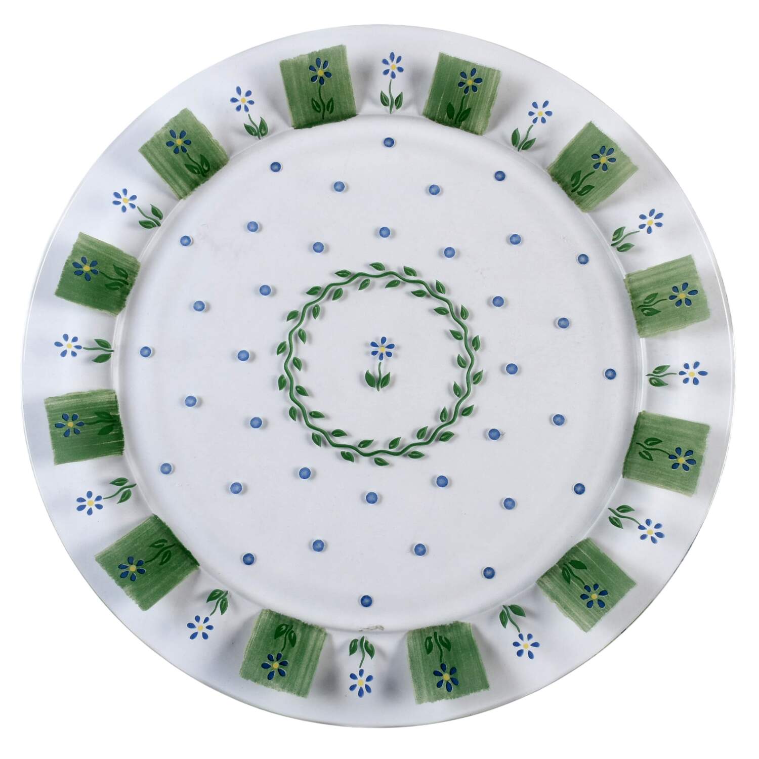 Cloverhill Floral Round Glassware Cake Plate by Pfaltzgraff-1