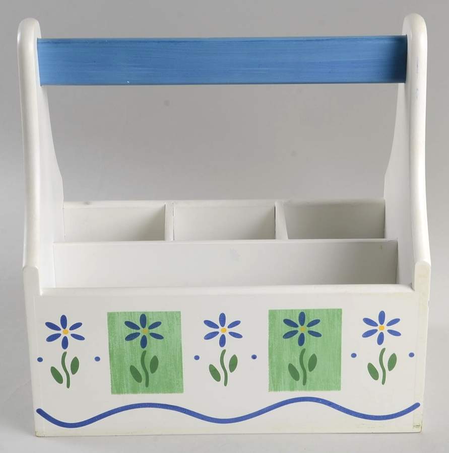 Cloverhill Floral Wood Silverware/Napkin Caddy by Pfaltzgraff-1