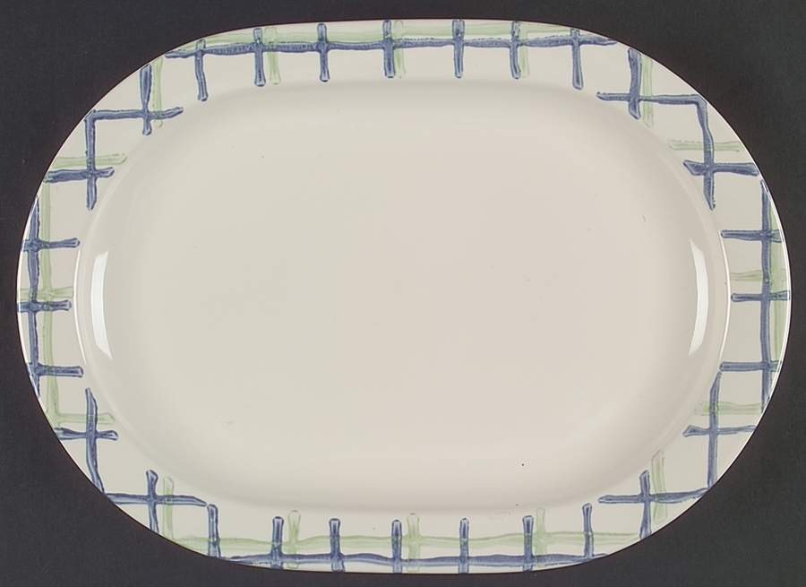 Cloverhill Plaid 14" Oval Serving Platter by Pfaltzgraff-1