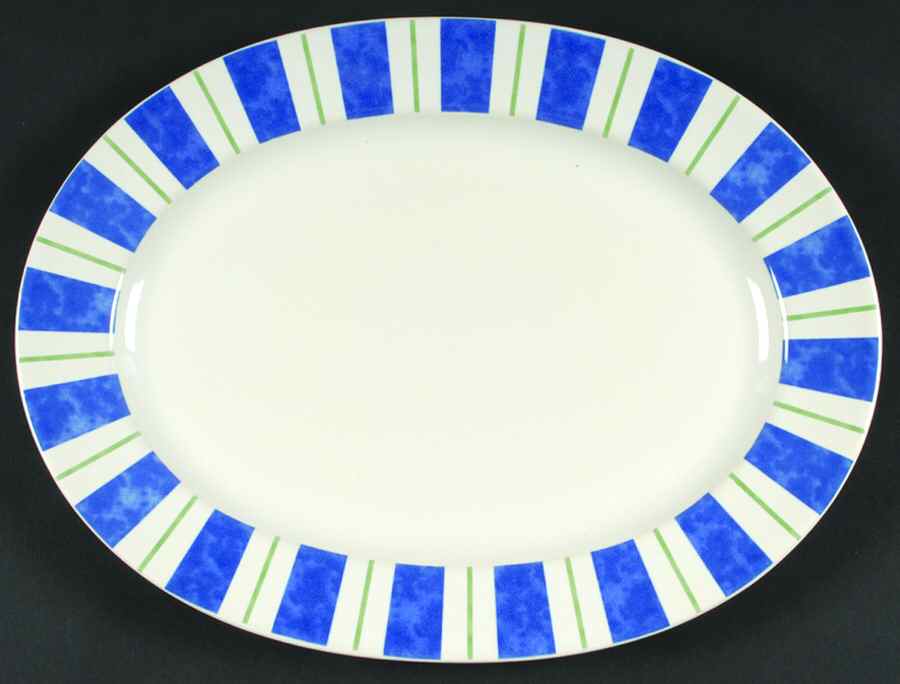 Wyngate Stripe 14" Oval Serving Platter by Pfaltzgraff-1