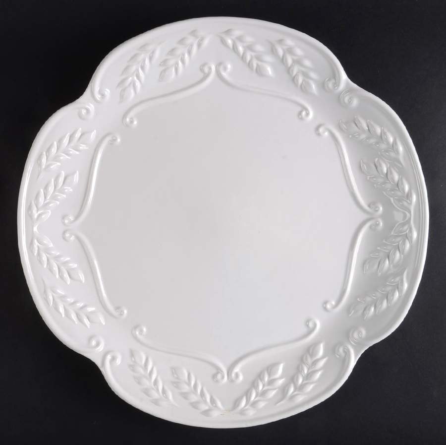 Laurel White (Scalloped) Large Chop Plate (Round Platter) by Pfaltzgraff-1