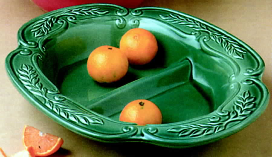 Laurel Green Oval Divided Vegetable Bowl by Pfaltzgraff-1