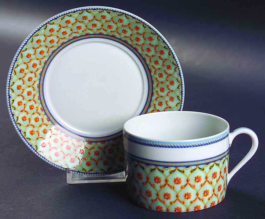 Maharaja Flat Cup & Saucer Set by Porcelaine De Paris-1