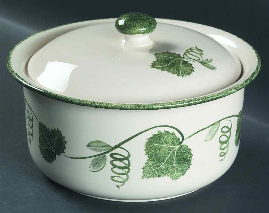 Green Leaf 2.5 Qt Round Covered Casserole by Poole Pottery-1