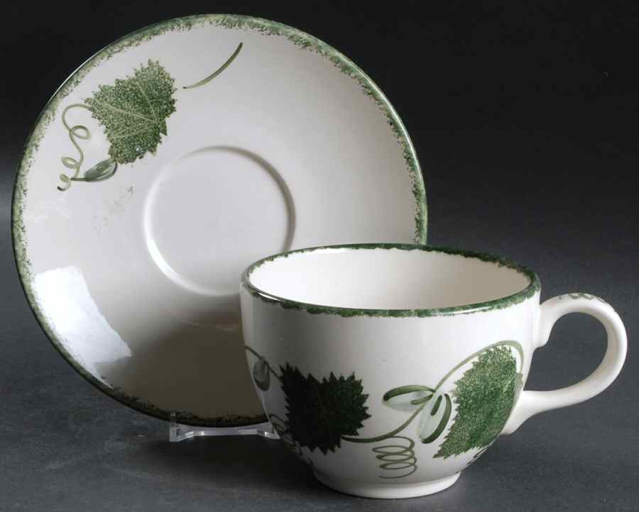 Green Leaf Jumbo Cup & Saucer Set by Poole Pottery-1