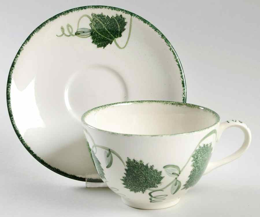 Green Leaf Breakfast Cup & Saucer Set by Poole Pottery-1