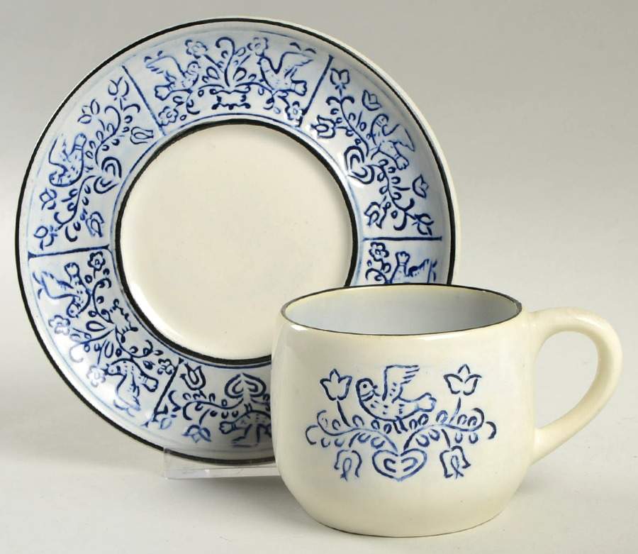Blue Dowry Flat Cup & Saucer Set by Pennsbury-1