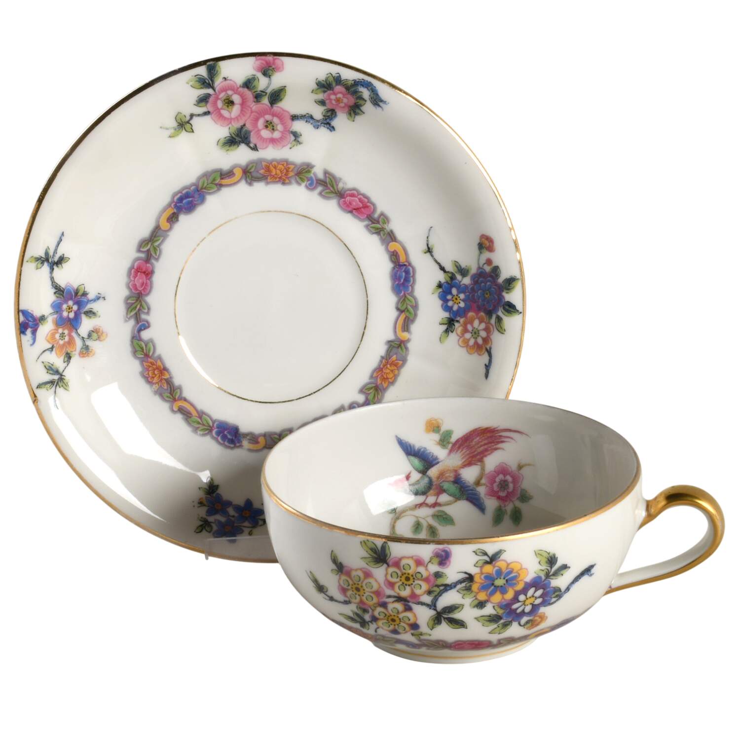 POY135 Footed Cup & Saucer Set by Jean Pouyat-1