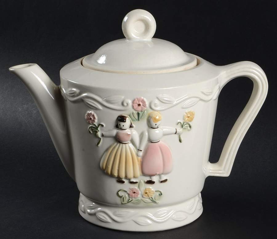 Dutch Boy & Girl Teapot & Lid by Porcelier-1