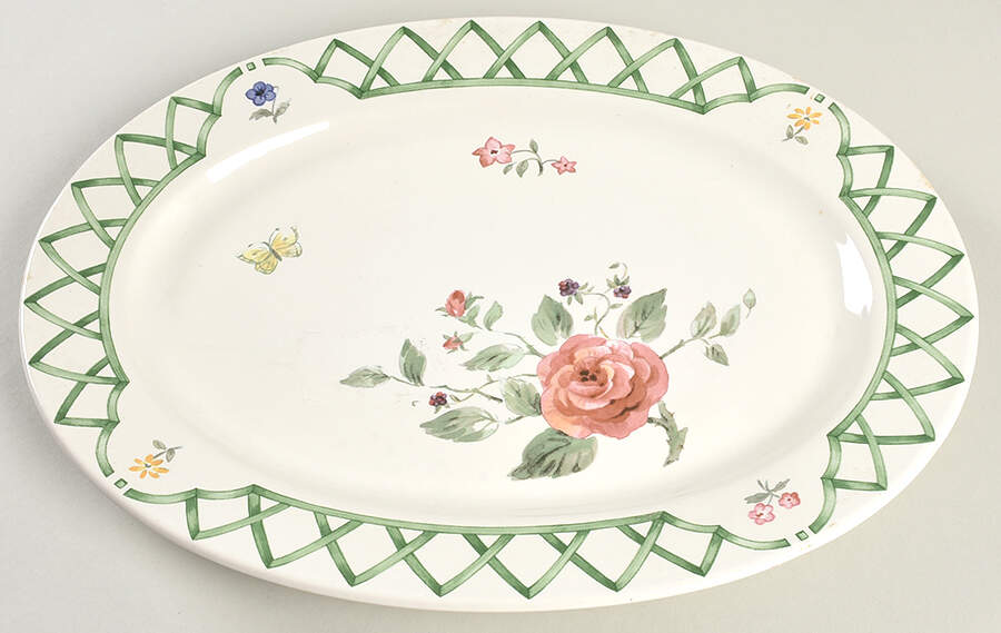 Garden Trellis 14" Oval Serving Platter by Pfaltzgraff-1