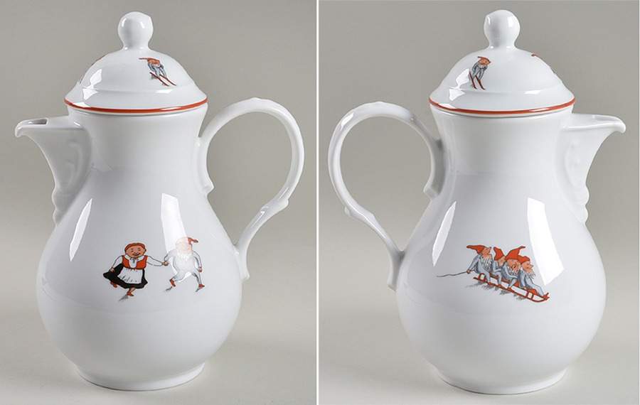 Nisse (Red Trim) Coffee Pot & Lid by Porsgrund-1