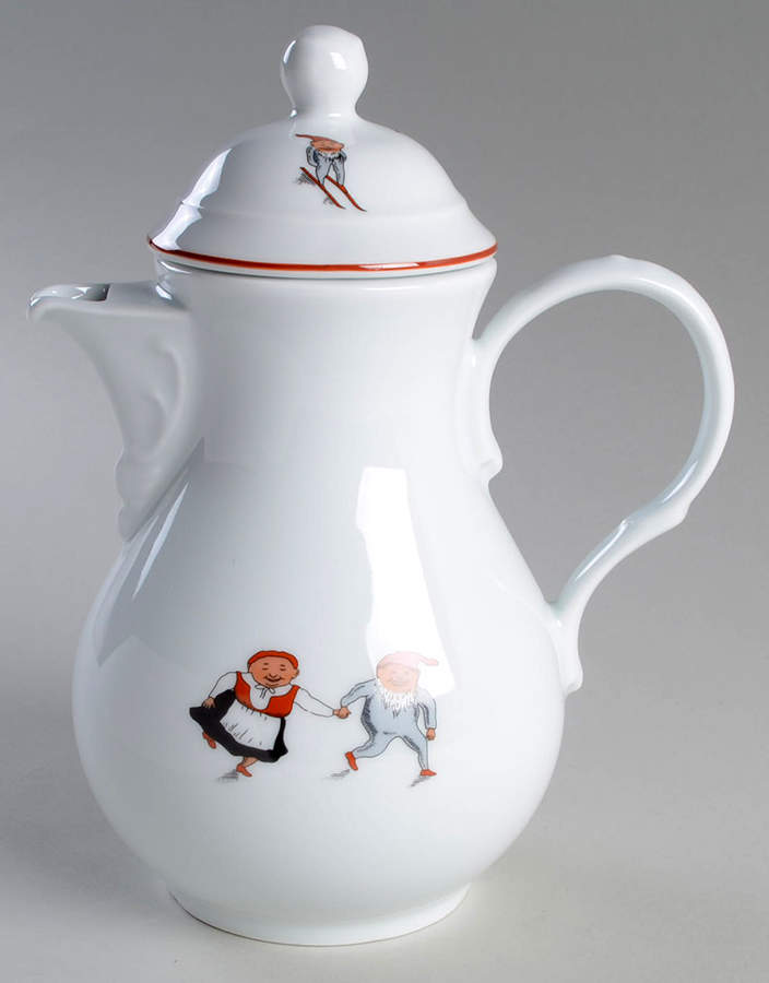 Nisse (Red Trim) Coffee Pot & Lid by Porsgrund-1