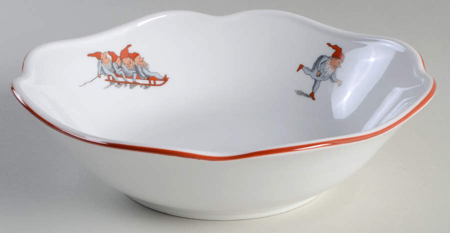 Nisse (Red Trim) 9" Square Vegetable Bowl by Porsgrund-1