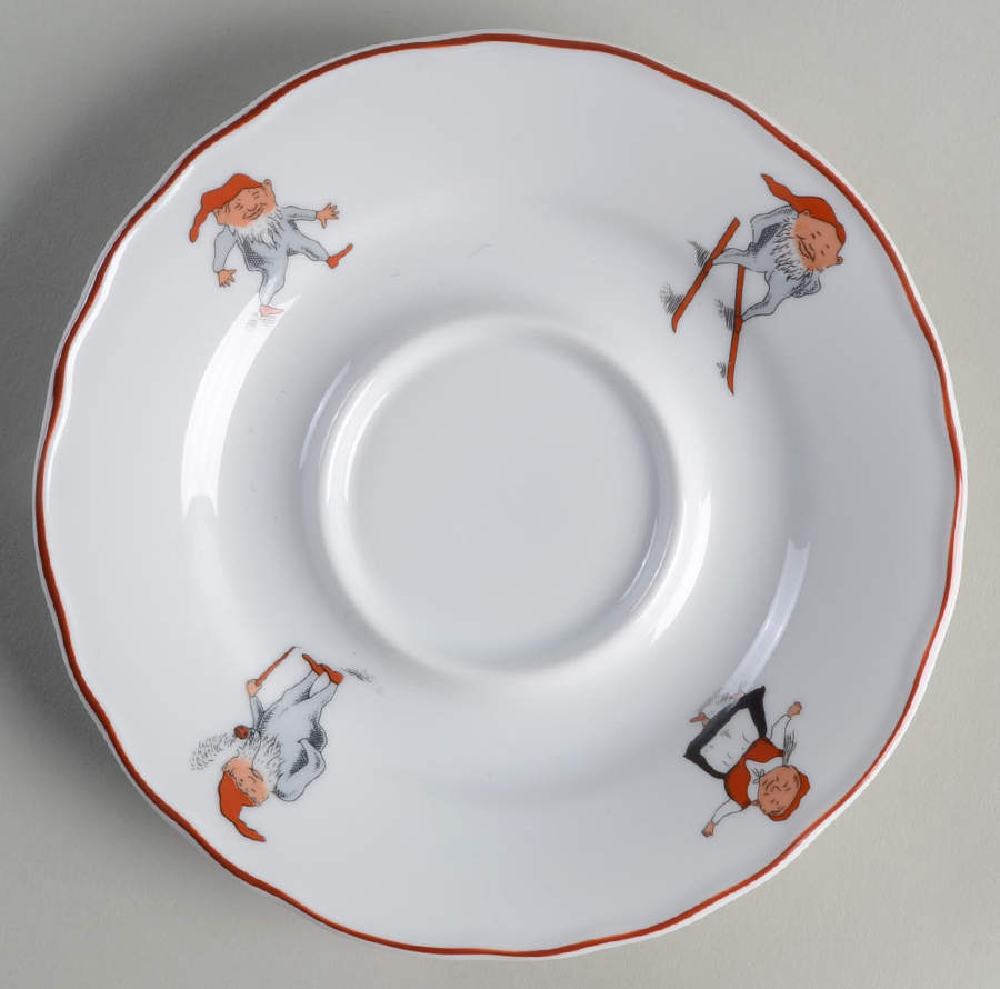 Nisse (Red Trim) Underplate for Gravy Boat by Porsgrund-1