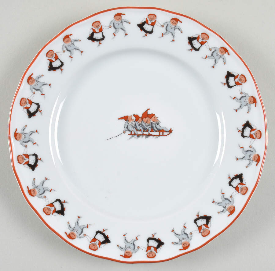 Nisse (Red Trim) Salad Plate by Porsgrund-1