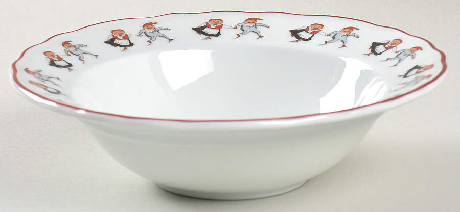 Nisse (Red Trim) Rim Cereal Bowl by Porsgrund-1
