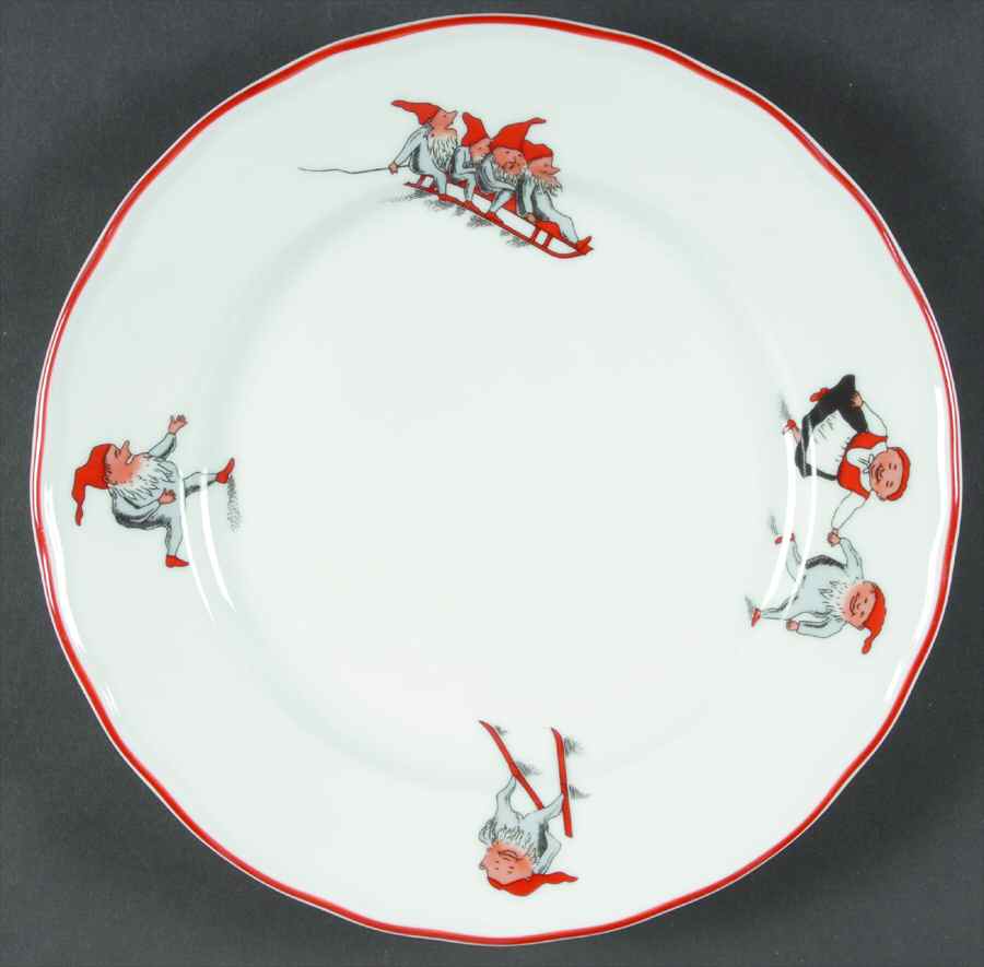 Nisse (Red Trim) Salad Plate by Porsgrund-1