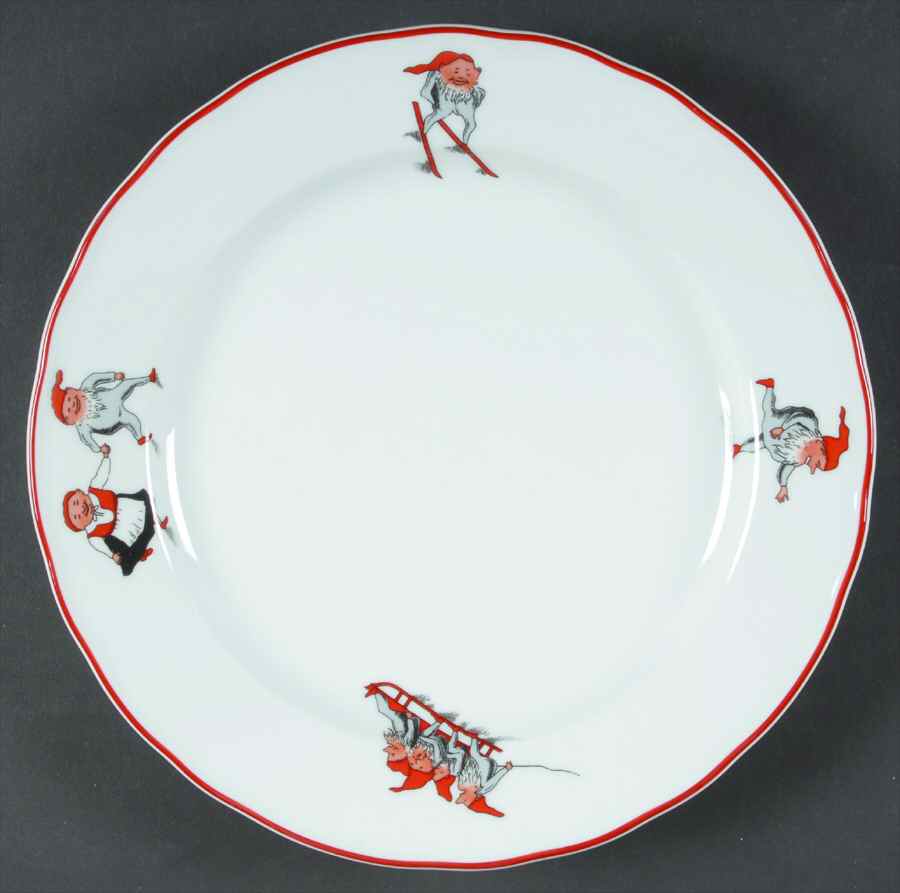 Nisse (Red Trim) Dinner Plate by Porsgrund-1