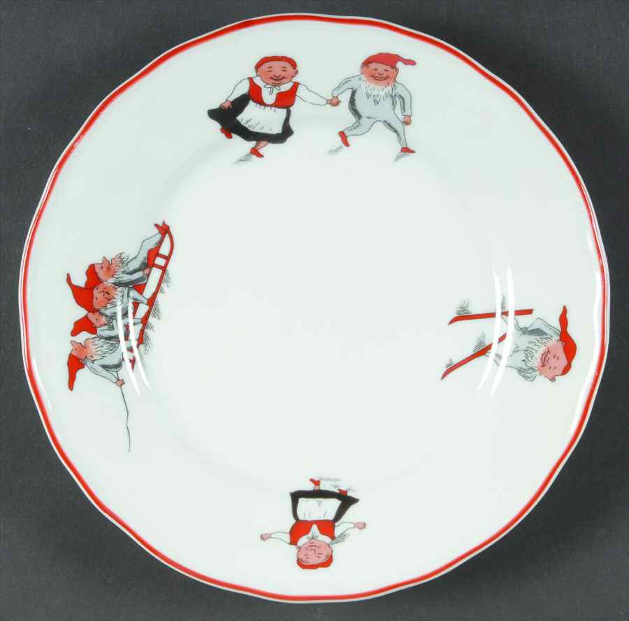 Nisse (Red Trim) Bread & Butter Plate by Porsgrund-1
